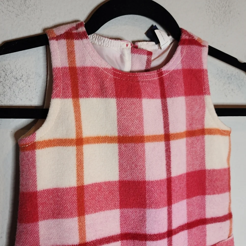 Gap‎ Wool Pink Plaid Sleeveless Dress Kids Size 4 Lined Pockets